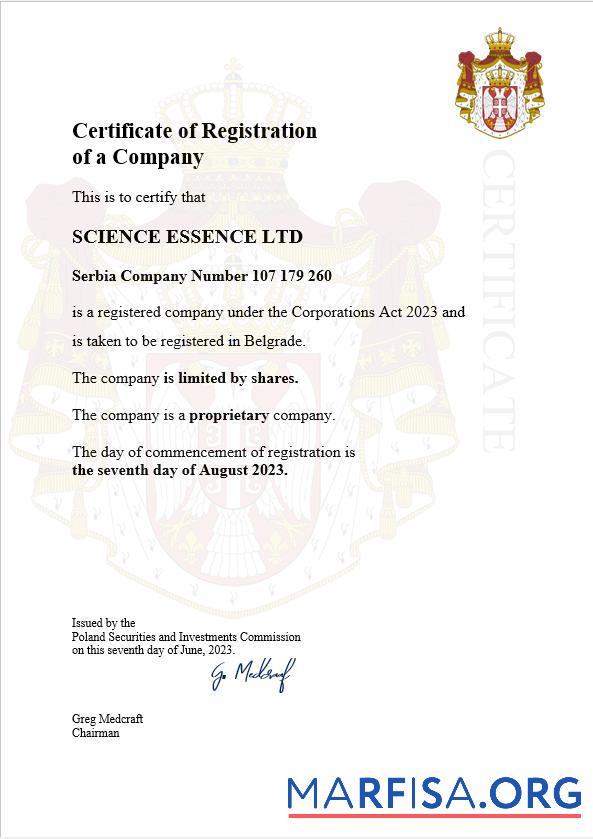 Printable Serbia business registration certificate Word and PDF template